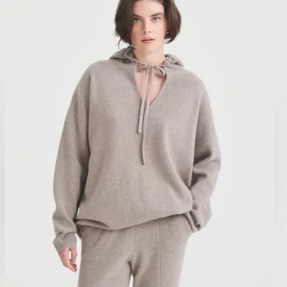 Naadam Cashmino Tunic Hoodie Cashmere Wool Sweater Sz M - Picture 9 of 9